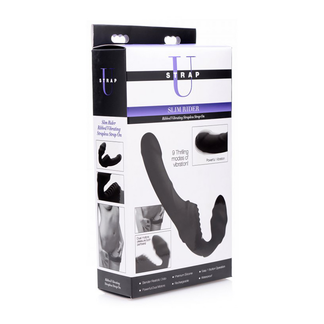 Slim Rider - Ribbed Vibrerende Strapless Strap-On - Afbeelding 2