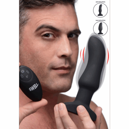 Opblaasbare Gebogen Vibrerende Siliconen Butt Plug - Afbeelding 3