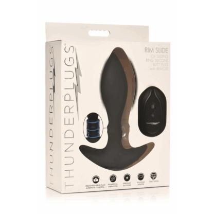 Rim Slide - Sliding Ring Silicone Butt Plug - Zwart - Afbeelding 2