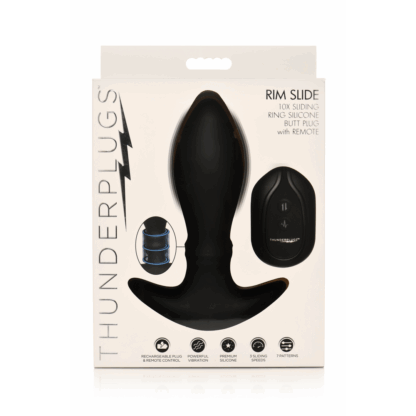 Rim Slide - Sliding Ring Silicone Butt Plug - Zwart - Afbeelding 3