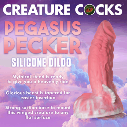 Pegasus - Pecker Winged Silicone Dildo - Roze - Afbeelding 7