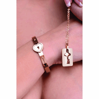 Geknoopte Sluiting Armband en Sleutelhanger Ketting - Roségoud - Afbeelding 7