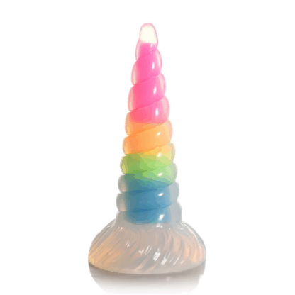 UniGlow - Glow-in-the-Dark Regenboog Siliconen Dildo - Afbeelding 6