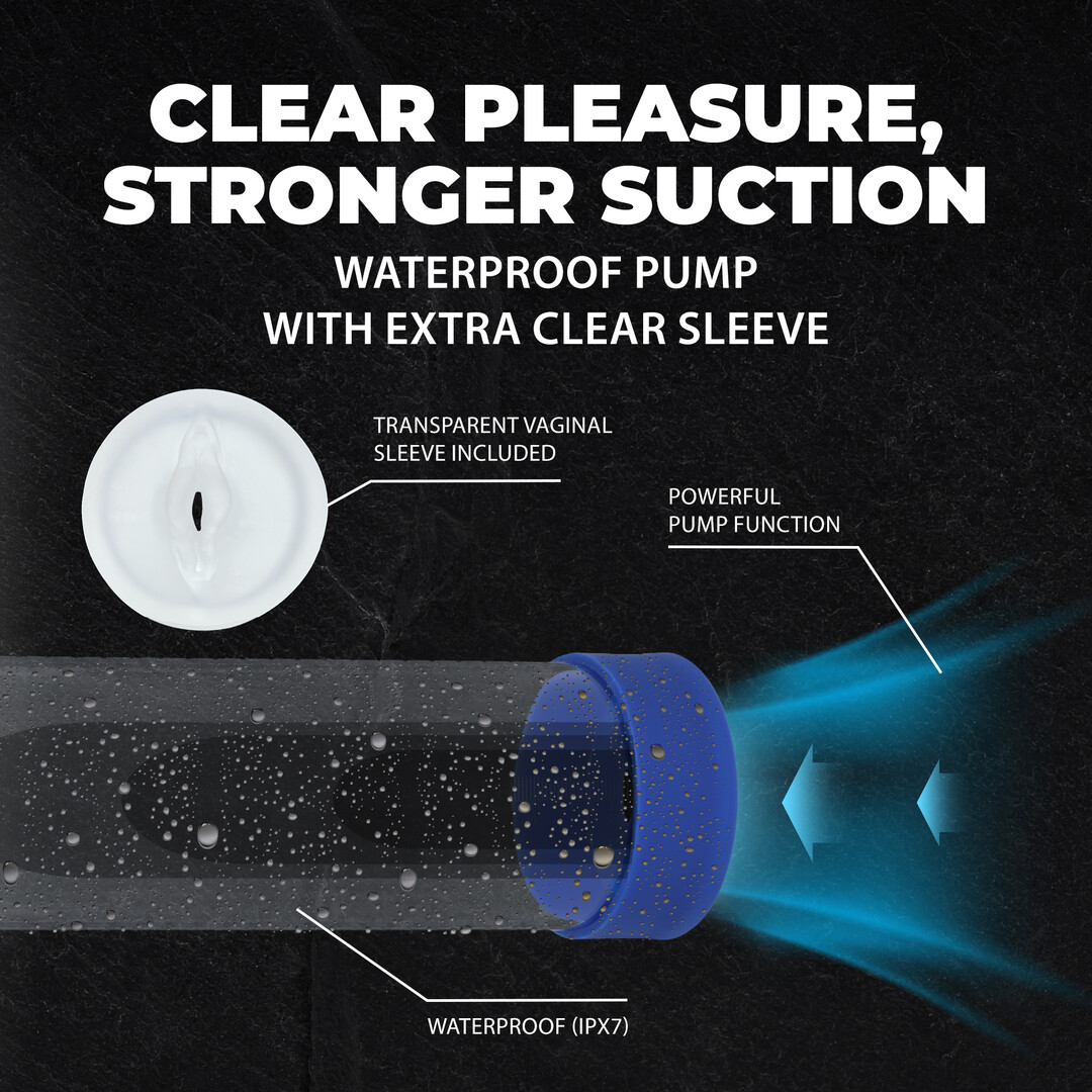 Engage - Automatische Waterdichte Penis Pomp en Masturbator - Metallic Blauw - Afbeelding 5