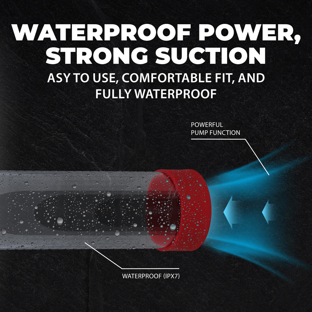 MegaLift - Automatische Waterdichte Penis Pomp - Metallic Rood - Afbeelding 4