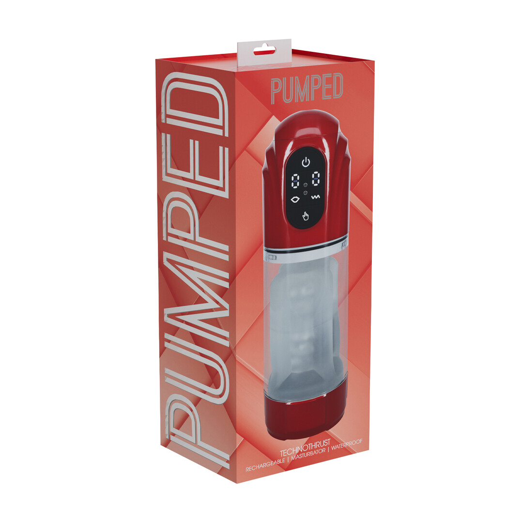 TechnoThrust - Automatische Waterdichte Masturbator Pomp - Metallic Rood - Afbeelding 2