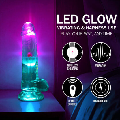 LED Vibrerende Rechte Penis met Ballen - 6 / 15 cm - Transparant - Afbeelding 7