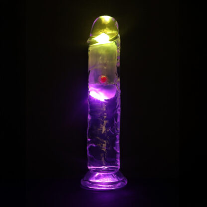 LED Vibrating Straight Cock - 7 / 18 cm - Transparent - Afbeelding 6