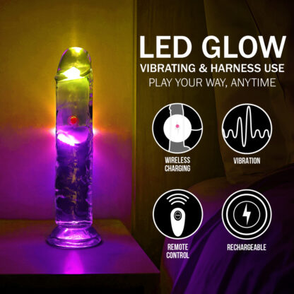 LED Vibrating Straight Cock - 7 / 18 cm - Transparent - Afbeelding 7