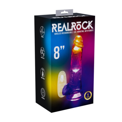 LED Vibrerende Rechte Penis met Ballen - 20 cm - Transparant - Afbeelding 2