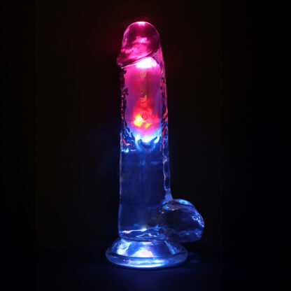 LED Vibrerende Rechte Penis met Ballen - 20 cm - Transparant - Afbeelding 6