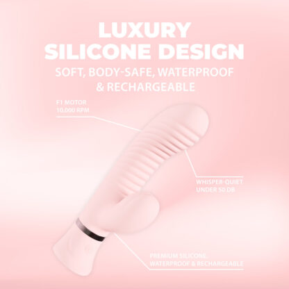 Mystique - Geribbelde Konijnen Vibrator - Roze - Afbeelding 5