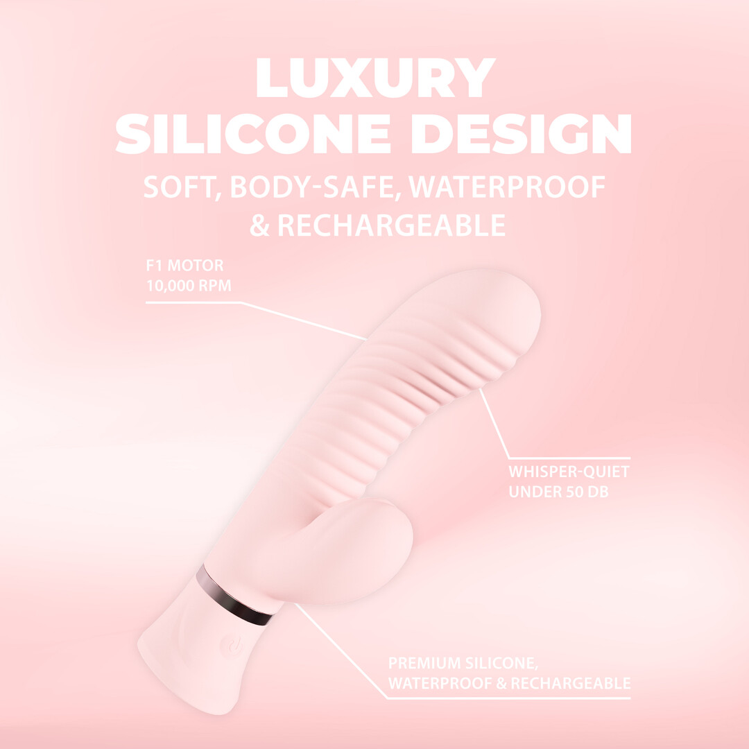 Mystique - Geribbelde Konijnen Vibrator - Roze - Afbeelding 5