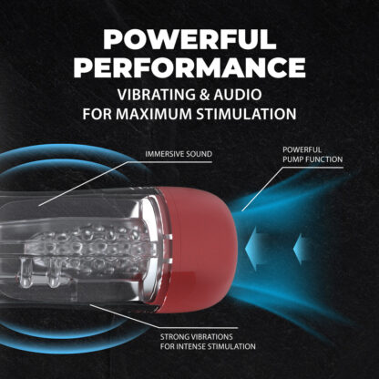 SonicPull - Suction and Vibration Masturbator Pump - Multimedia Enhanced - Metallic Red - Afbeelding 5