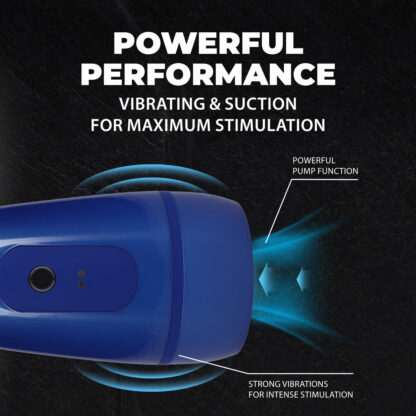 Pulsar - Negative Pressure Suction and Vibration Masturbator Pump - Metallic Blue - Afbeelding 5