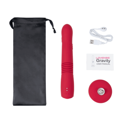 Gravity - App-gestuurde Automatische Duw- en Vibrerende Dildo - Rood - Afbeelding 7