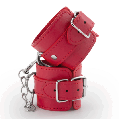 Bondage Love - Leren Handboeien - Rood - Afbeelding 3