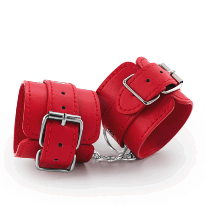 Bondage Love - Leren Handboeien - Rood - Afbeelding 4