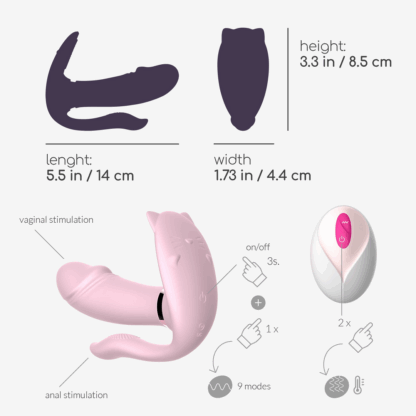 Fritz - Verwarmbare Draagbare Vibrator met Afstandsbediening - Pastelroze - Afbeelding 6