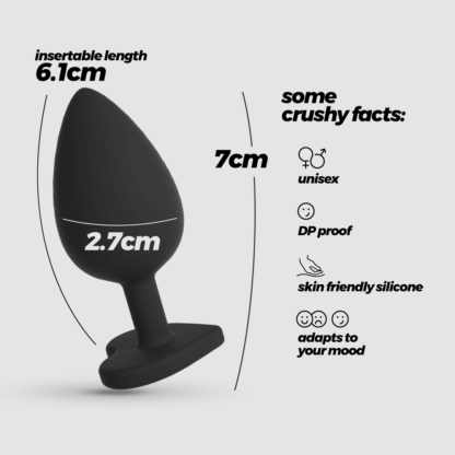 Cuore - Anale Plug met Vier Verwisselbare Edelstenen - Klein - Zwart - Afbeelding 6