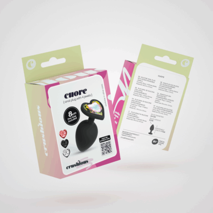 Cuore - Anale Plug met Vier Verwisselbare Edelstenen - Medium - Zwart - Afbeelding 2