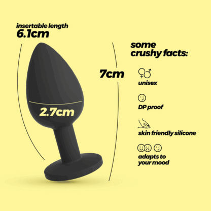 Camileo - Anale Plug met Vier Verwisselbare Edelstenen - Klein - Zwart - Afbeelding 6