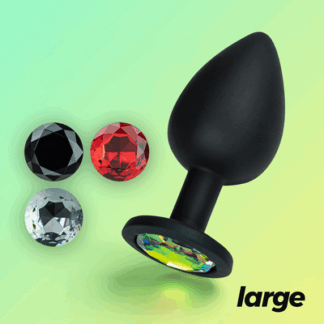 Camileo - Anale Plug met Vier Verwisselbare Edelstenen - Groot - Zwart