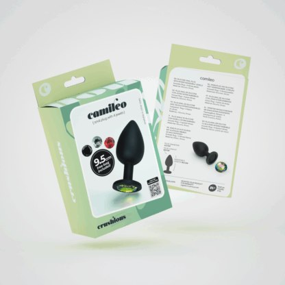 Camileo - Anale Plug met Vier Verwisselbare Edelstenen - Groot - Zwart - Afbeelding 2