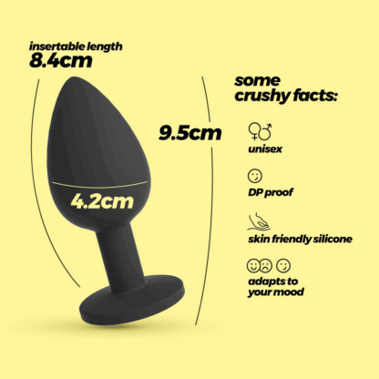 Camileo - Anale Plug met Vier Verwisselbare Edelstenen - Groot - Zwart - Afbeelding 6