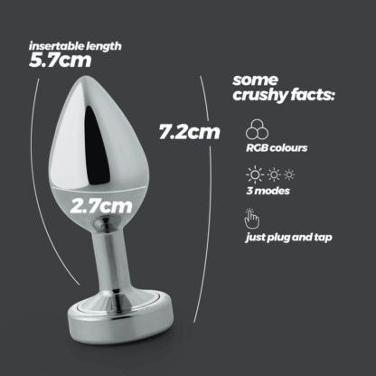 Borealis - Metalen Anale Plug met LED RGB - Klein - Zilver - Afbeelding 6