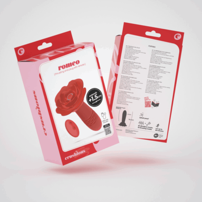 Romeo - Duwende Anale Rozenplug met Afstandsbediening - Rood - Afbeelding 2