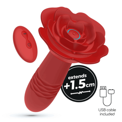 Romeo - Duwende Anale Rozenplug met Afstandsbediening - Rood - Afbeelding 6
