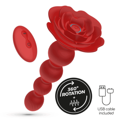 Rosaline - Draaibare Anale Rozenplug met Afstandsbediening - Rood - Afbeelding 7