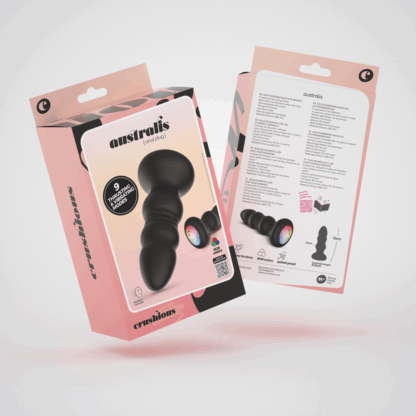 Australis - Vibrerende en Duwende Anale Plug met LED RGB en Afstandsbediening - Zwart - Afbeelding 2