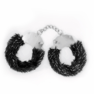 Spangle - Metalen Handboeien met Pluche - Zwart