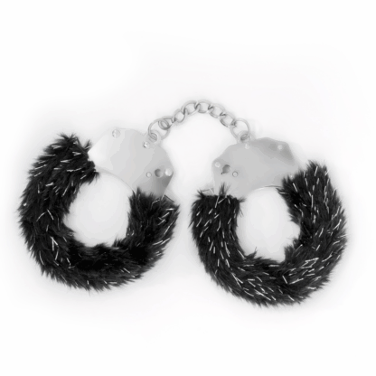 Spangle - Metalen Handboeien met Pluche - Zwart - Afbeelding 6
