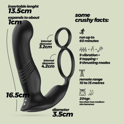 Erixos - Vibrerende Prostaatmassager met Balriem en Cockring - Zwart - Afbeelding 6