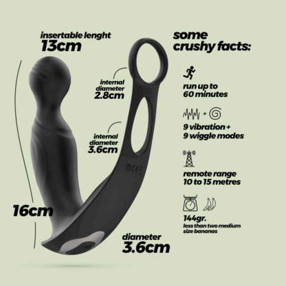 Flamma - Vibrerende Prostaatmassager met Balriem en Cockring - Zwart - Afbeelding 6