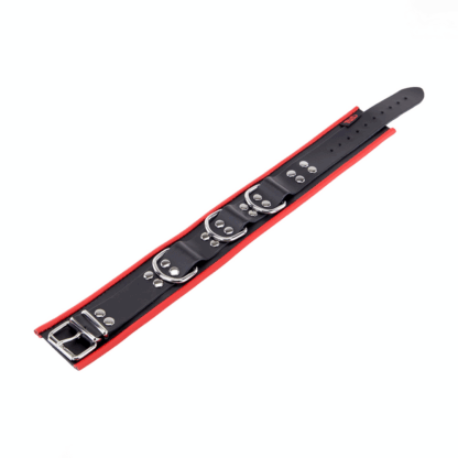 Leren Ketting 3 D Ringen - Rood/Zwart - Afbeelding 3