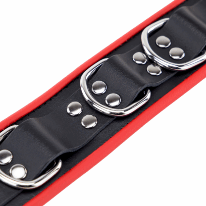 Leren Ketting 3 D Ringen - Rood/Zwart - Afbeelding 5