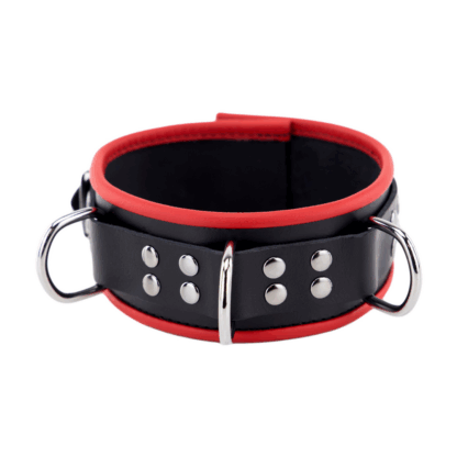 Leren Ketting 3 D Ringen - Rood/Zwart - Afbeelding 6