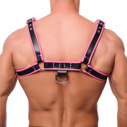 Premium Leren Harnas - S/M - Zwart/Roze - Afbeelding 2