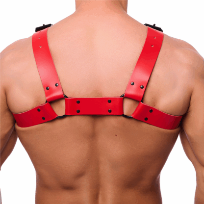 Bulldog Leren Harnas - S/M - Rood - Afbeelding 2