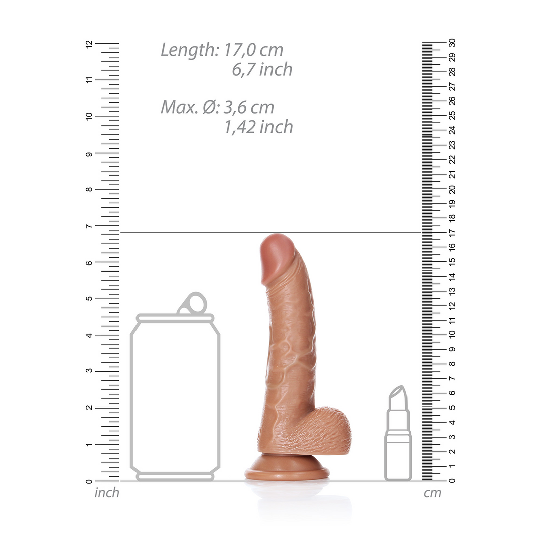 Gebogen Realistische Dildo met Ballen en Zuignap - 6 / 15,5 cm - Afbeelding 6