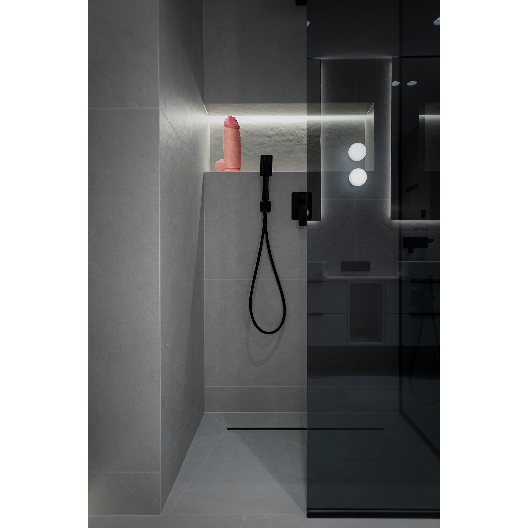 Extra Dikke Rechte met Ballen 8 / 20,3 cm - Vlees - Afbeelding 7