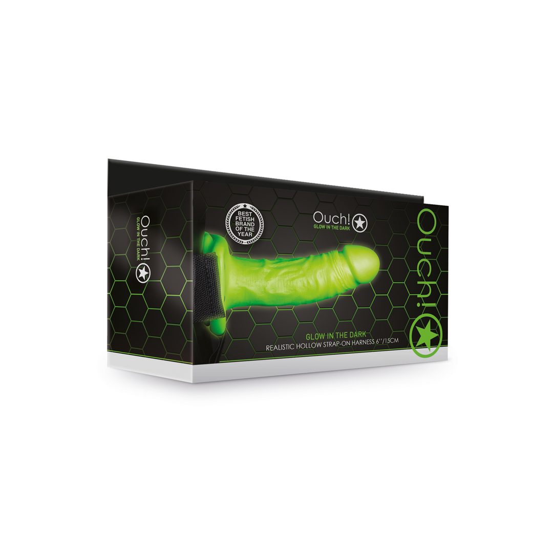 Realistische Strap-On Harnas - Glow in the Dark - 7 / 18 cm - Afbeelding 2