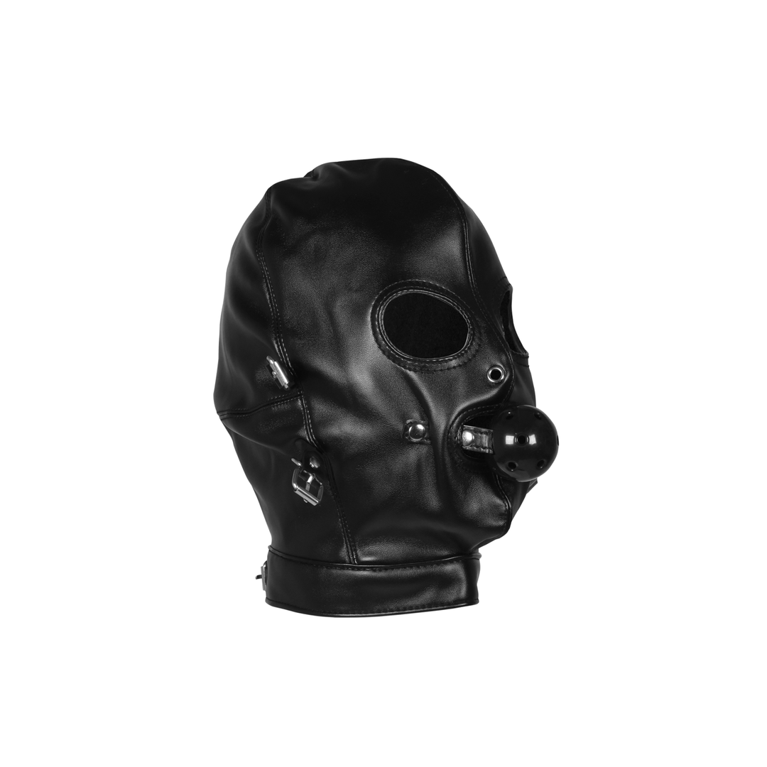 Blindfolded Mask met Ademend Ball Gag - Zwart - Afbeelding 4