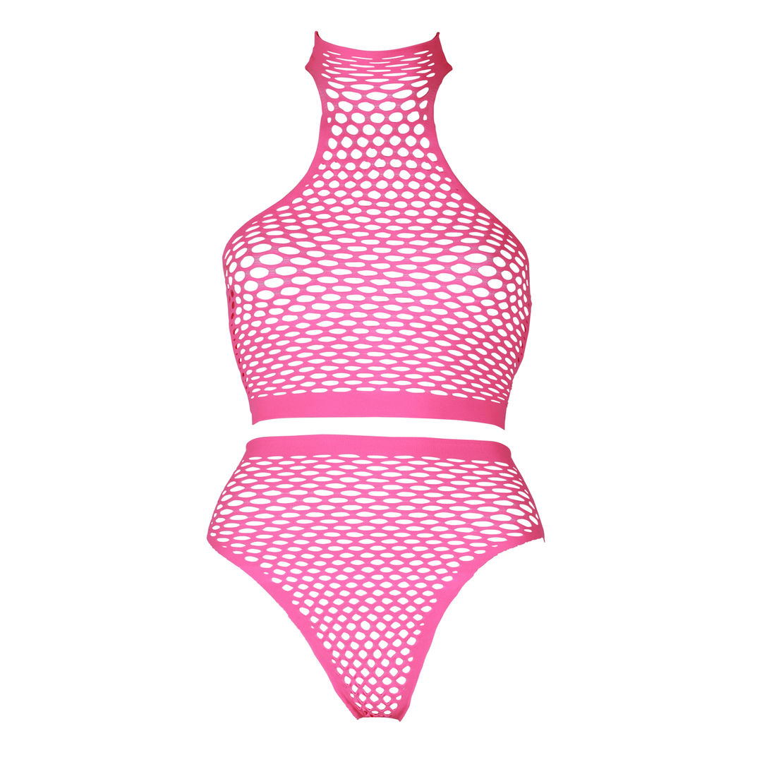 Turtleneck en Hoge Taille Slip - Plus Size - Neon Roze - Afbeelding 6