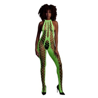 Bodystocking met Halterneck - One Size - Neon Groen