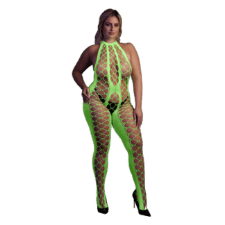 Bodystocking met Halterneck - Plus Size - Neon Groen